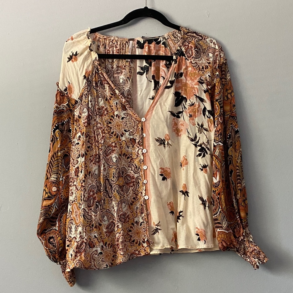 Free People Multicolor Floral Blouse